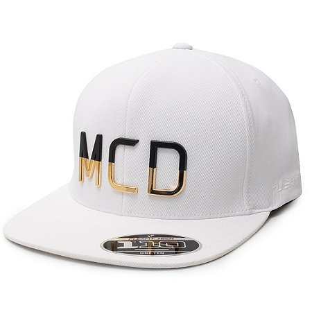 Boné MCD Aba Reta Blk&Gld Fitão 1.10 Flexfit Branco