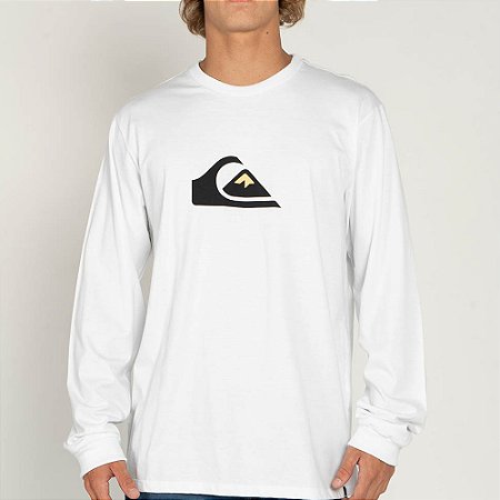 Camiseta Quiksilver Manga Longa Comp Logo WT25 Branco