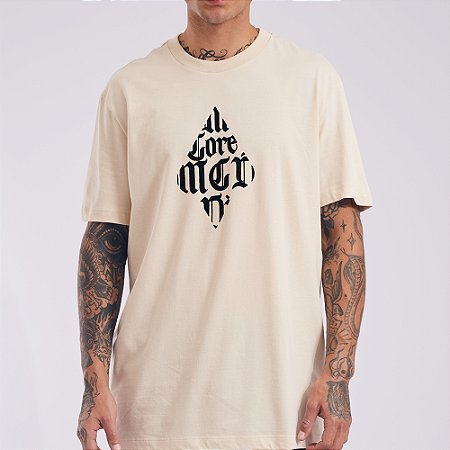 Camiseta MCD Espada Caligrafiti Flocado SM27 Bege Nevoeiro