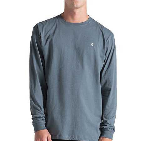 Camiseta Volcom Manga Longa Stone Blanks WT26 Cinza Chumbo