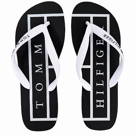Chinelo Tommy Hilfiger Strips Hilfiger Beach Sandal Black