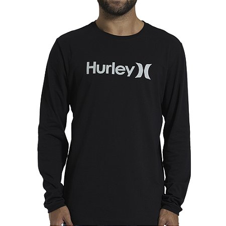 Camiseta Hurley Manga Longa O&O Solid WT26 Masculina Preto