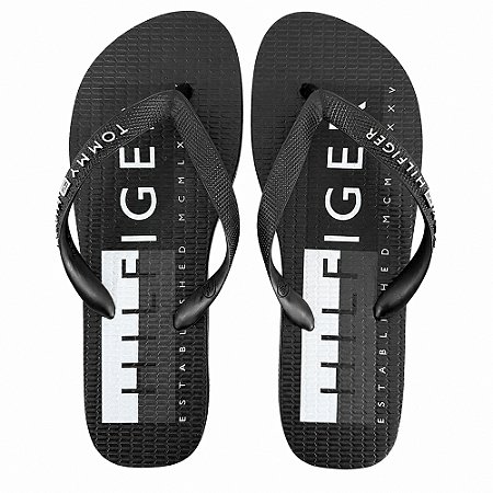 Chinelo Tommy Hilfiger TH Basic Mens Beach Sandal Black
