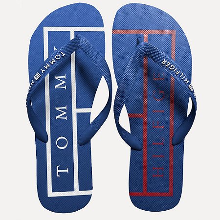 Chinelo Tommy Hilfiger Strips Hilfiger Beach Greek Isle Blue