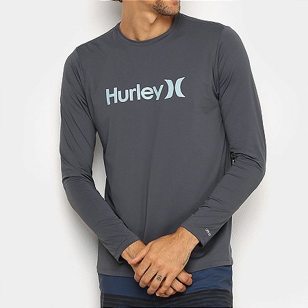 Lycra Camiseta Surf Hurley Manga Longa Type Cinza