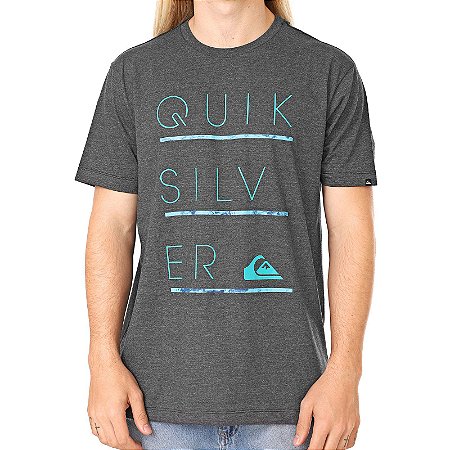Camiseta Quiksilver Three Lines Cinza Escuro