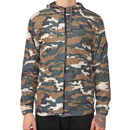 Jaqueta Oakley Camo Windbreaker Masculina Verde/Marrom