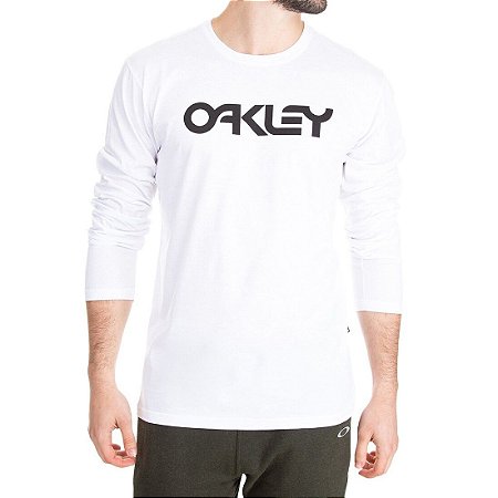 Camiseta Oakley Mark II Manga Longa Masculina Branco