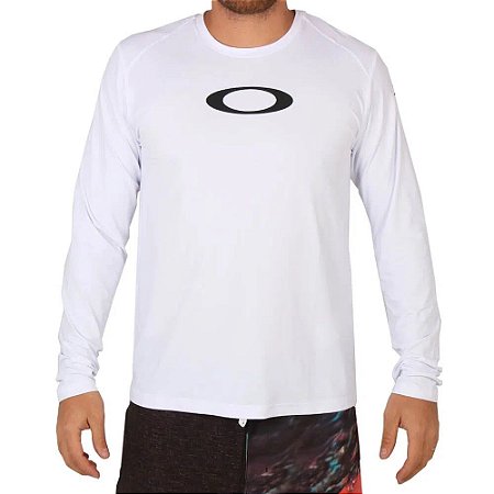 Camiseta Surf Oakley Blade Surf Manga Longa Masculina Branco