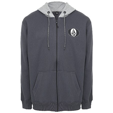 Moletom Volcom Aberto Oval Stone Masculino Cinza