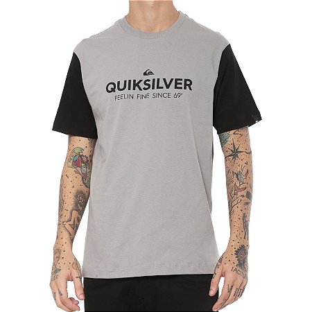 Camiseta Quiksilver Scripted Masculina Cinza/Preto