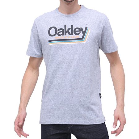 Camiseta Oakley Tractor Label Masculina Cinza Claro