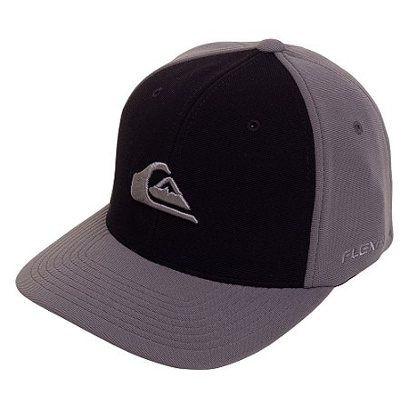 Boné Quiksilver Aba Curva Flex Embroyed Preto/Cinza