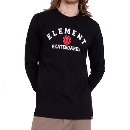 Camiseta Element Manga Longa For Life Masculina Preto