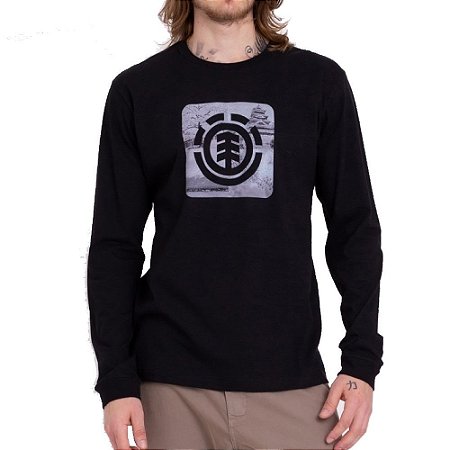 Camiseta Element Manga Longa Four Season Masculina Preto