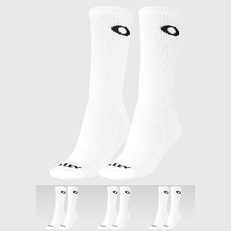 Meia Oakley Essential Crew Sock Alto Kit 3 Pares Branco