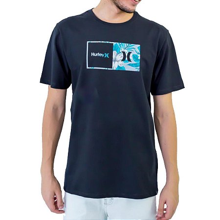 Camiseta Hurley Floral Masculina Preto