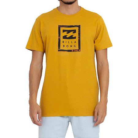Camiseta Billabong United Stacked Masculina Amarelo