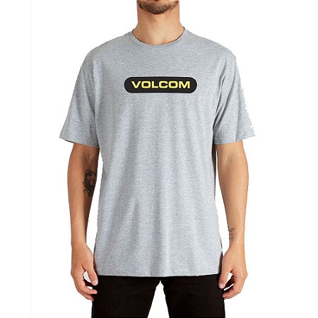 Camiseta Volcom New Euro Masculina Cinza Claro