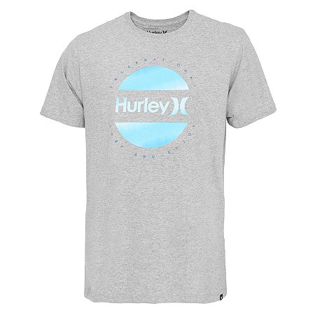 Camiseta Hurley Circle Dye Logo Masculina Cinza Claro