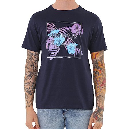 Camiseta Hurley Silk Fill Box Masculina Azul Marinho