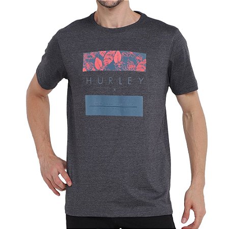Camiseta Hurley Silk Flower Box Masculina Cinza Escuro