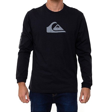 Camiseta Quiksilver Manga Longa Comp Logo Masculina Preto