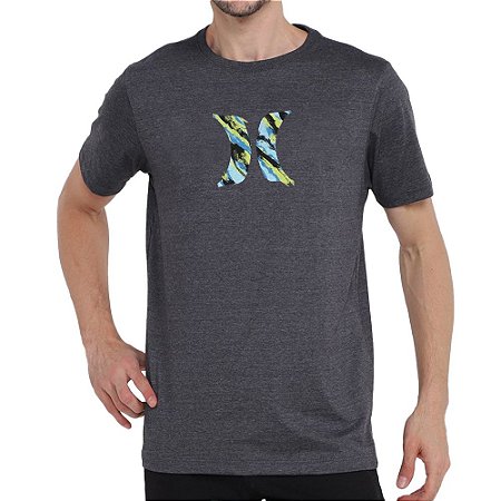 Camiseta Hurley Silk Icon Smoke Masculina Preto Mescla