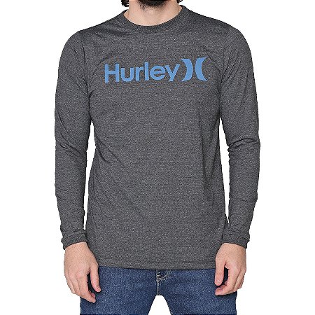 Camiseta Hurley Manga Longa O&O Solid Masculina Preto Mescla