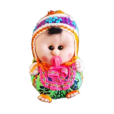 Boneco bebe Peruano de Pano Verde 17 x 11,5 x 9