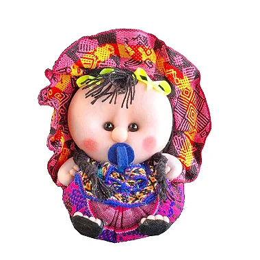 Boneca bebe Peruana de Pano Pink "Ternura e Tradição Andina" 17 x 8,5 x 12