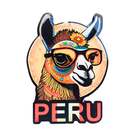 Imã de Geladeira Lhama Hippie Peru