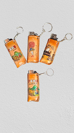 Porta Isqueirode Couro com Desenhos Peruanos