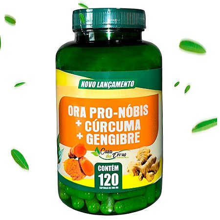 Ora Pro Nóbis + Curcuma + Gengibre Natuviva - 120 Cápsulas - 500 MG