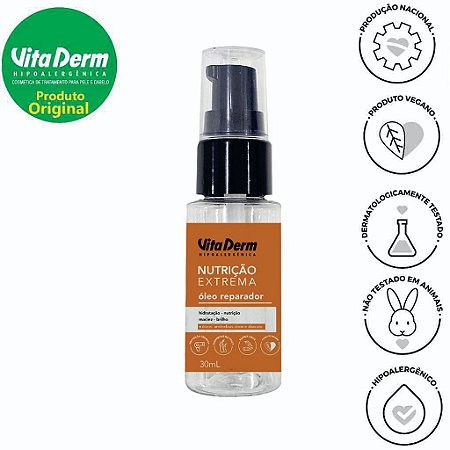 Óleo Reparador de Pontas Nutrição Extrema 30ml - Vita Derm