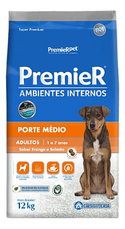 Premier Ambientes Internos Caes Adultos Porte Medio 12kg (5643)