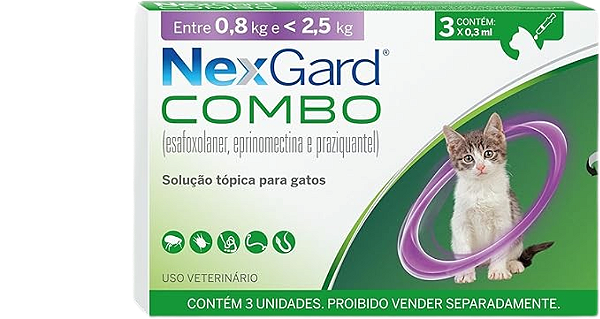 Nexgard COMBO Antipulgas e Sarna e Vermífugo para Gatos até 2,5kg (13899)
