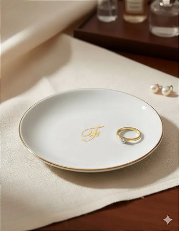 Joia do Dia com Borda e Inicial em Ouro