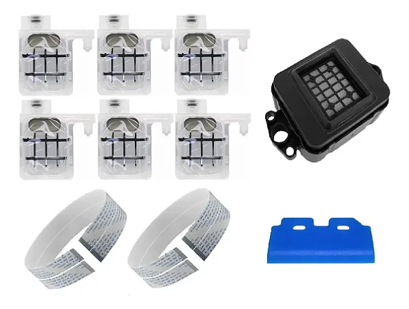 Kit 6 Dumpers 4mm + Cap + Wiper + Cabo Flat P/ Cabeça Epson Xp600