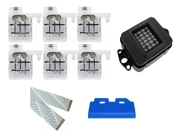 Kit 6 Dumpers 3mm + Cap + Wiper + Cabo Flat P/ Cabeça Epson Xp600