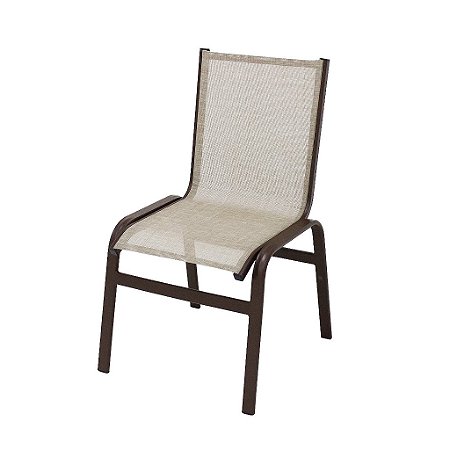 Cadeira Lótus Sem Braço em Tela Sling e Alumínio