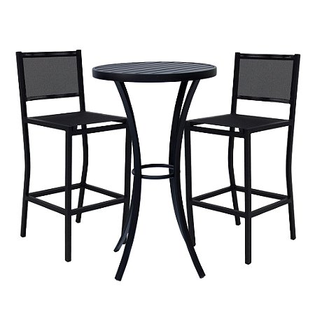 Conjunto Bistrô Ripado 2 Banquetas Frésia em Tela sling