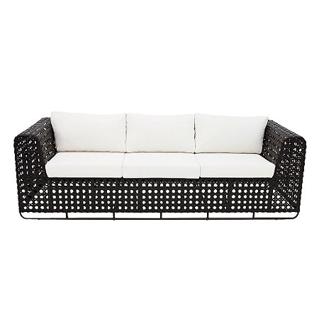 Sofá 3 Lugares Fúcsia Fibra Sintética e Aluminio