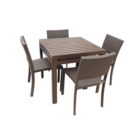Mesa de Alumínio Quadrada + 4 Poltronas