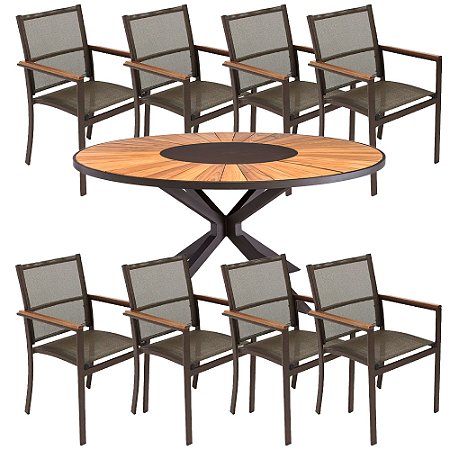 Conjunto de Mesa Perpétua com 8 Cadeira em Tela Sling