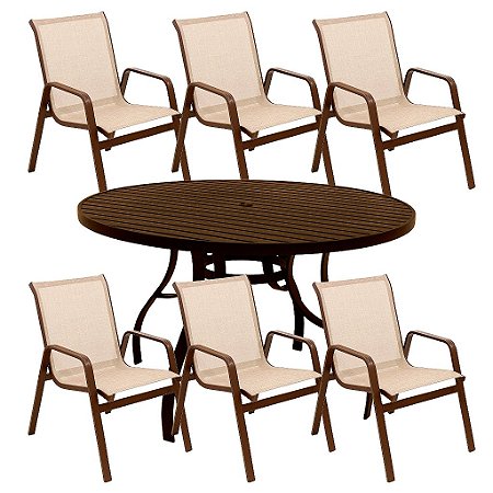 Jogo de Mesa Lótus com 6 Cadeiras