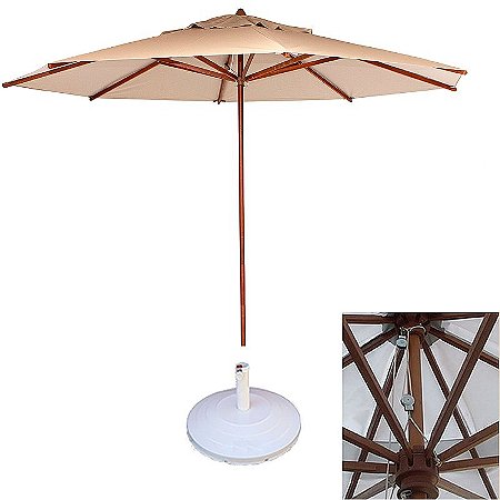 Ombrelone Central em Madeira 3,00m de Diâmetro - COM BASE