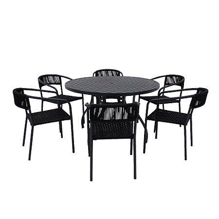 Jogo de Mesa Lavanda com 6 Cadeiras em Corda Náutica