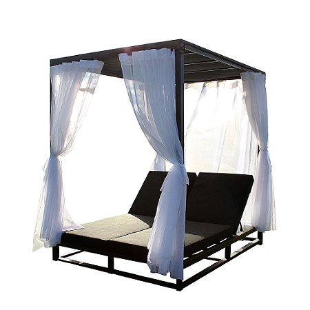 Gazebo em Alumínio com Cortinas e Almofadas