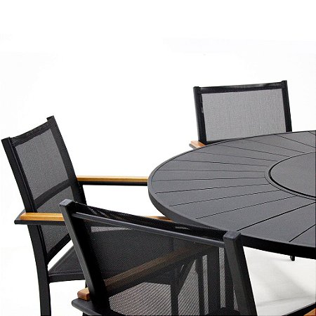 Jogo de Mesa de 1,60m Mesa Pétala com Giro e 6 Cadeiras Perpétua